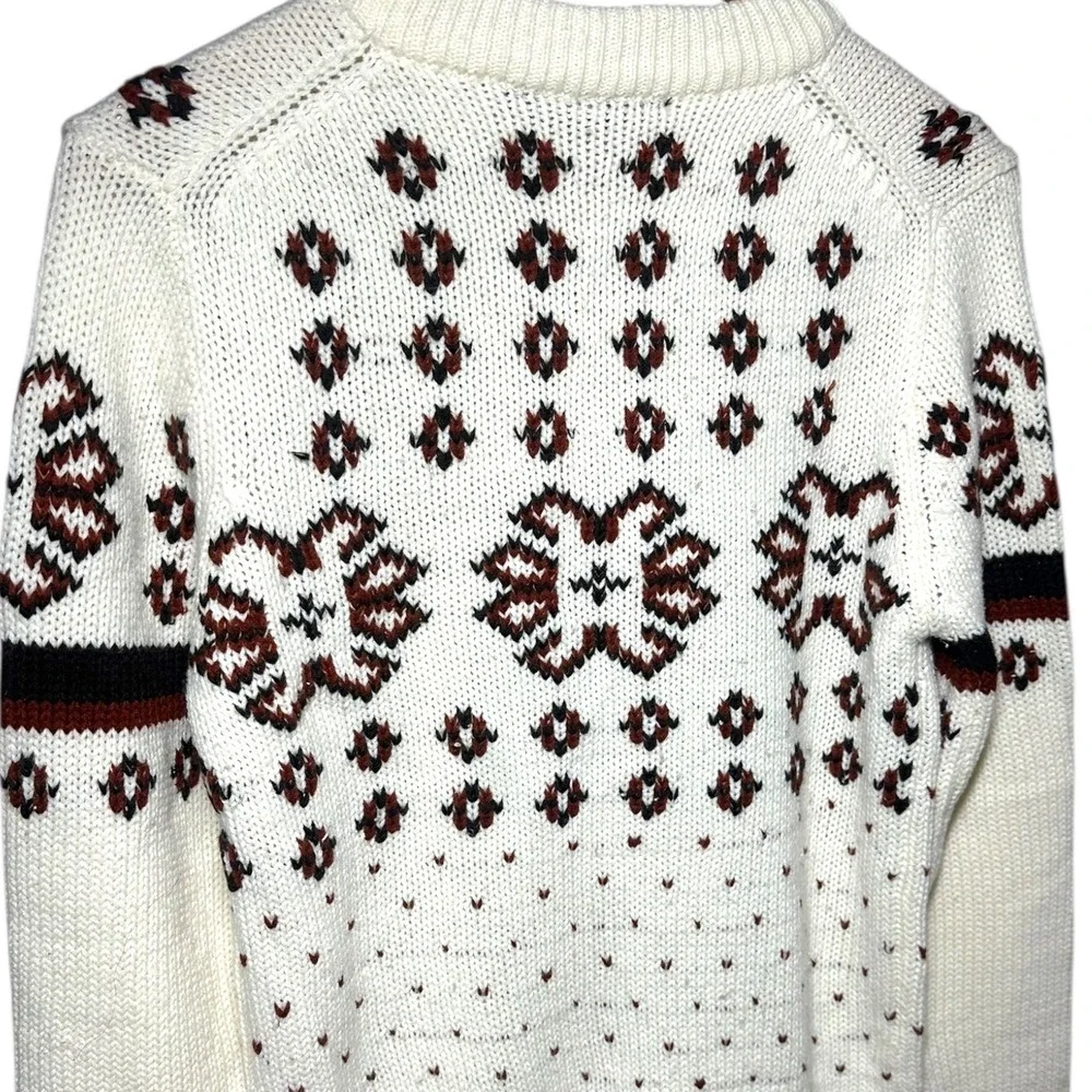 Atkinson Cream Size M Fair Isle Knit Sweater‎ Women's Long Sleeve Crew Neck